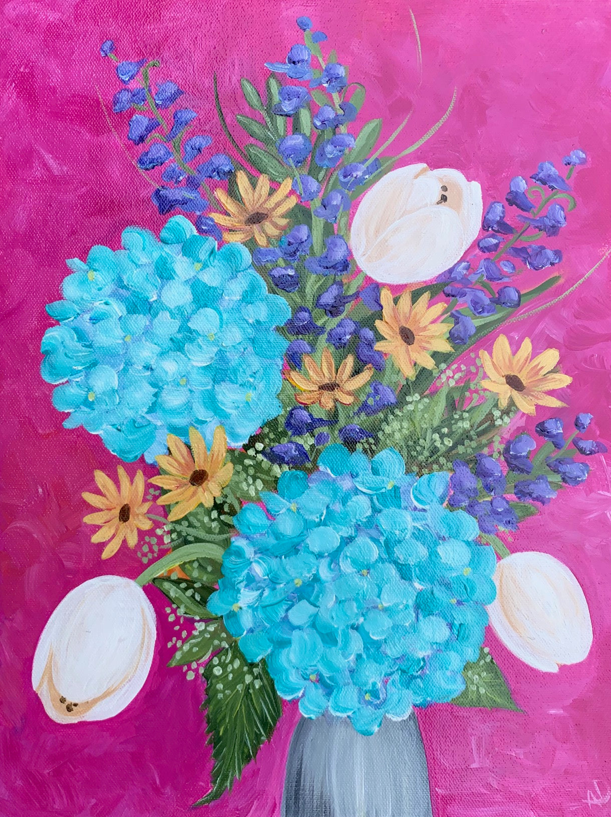 "Blue Hydrangea" Original Painting