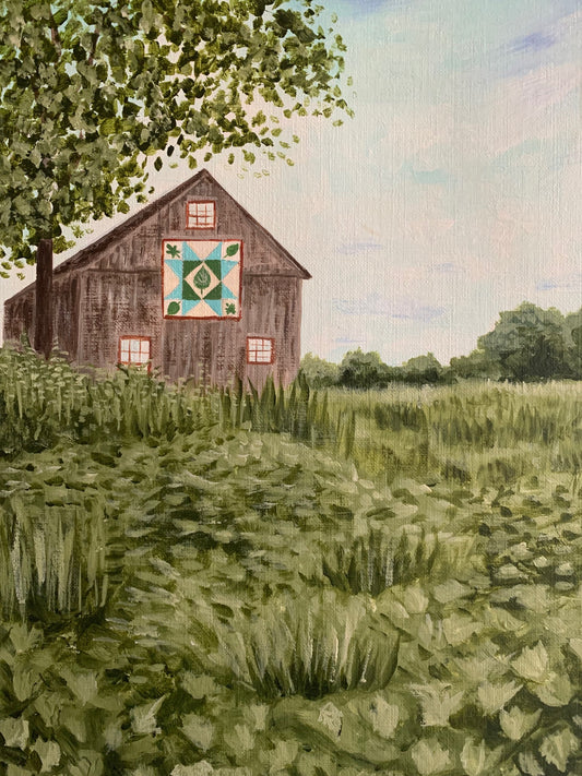 "Barn Quilt on Ridge Road" Original Painting